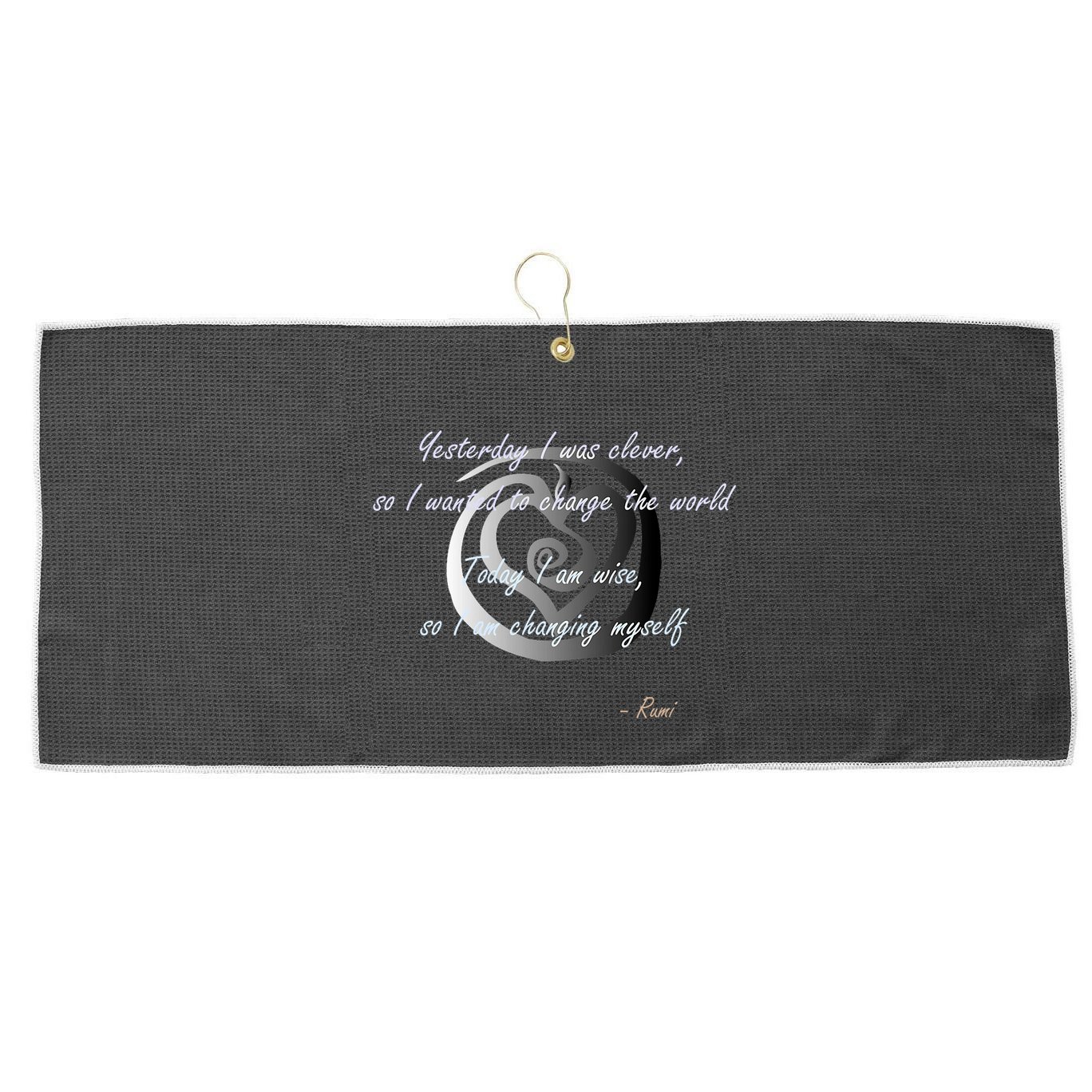 Rumi Poet Inspiring Quote Full Of Wisdom And Mysticism Large Microfiber Waffle Golf Towel