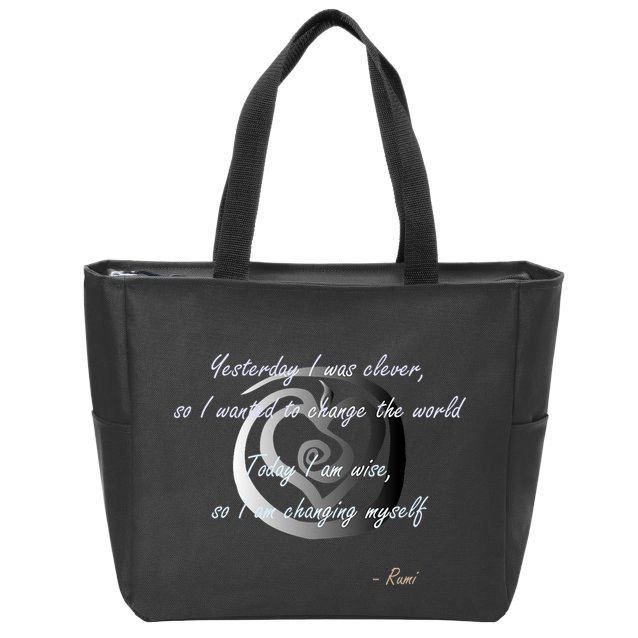 Rumi Poet Inspiring Quote Full Of Wisdom And Mysticism Zip Tote Bag