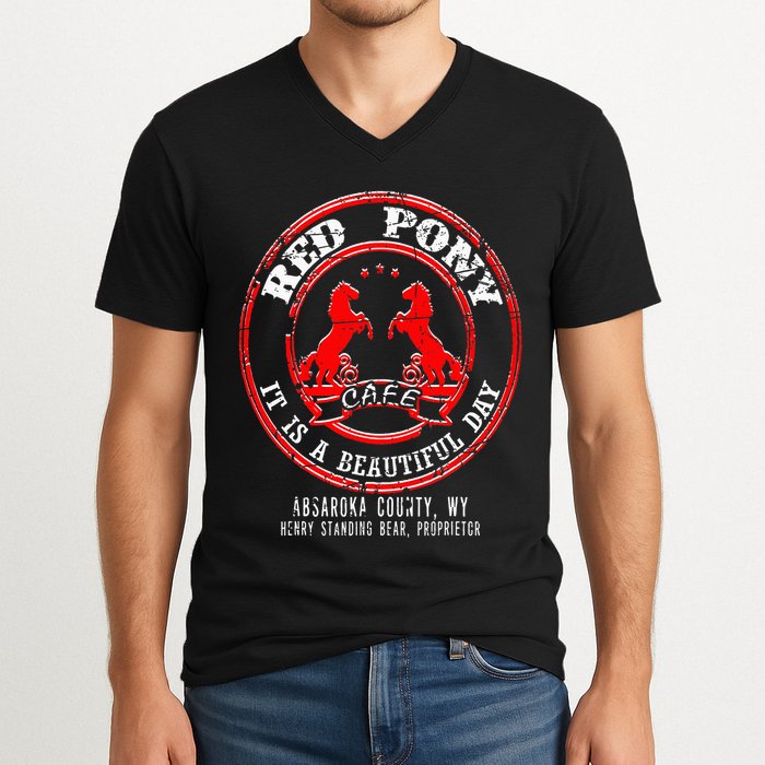 Red Pony It Is A Beautiful Day V-Neck T-Shirt