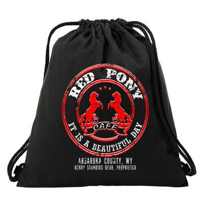 Red Pony It Is A Beautiful Day Drawstring Bag