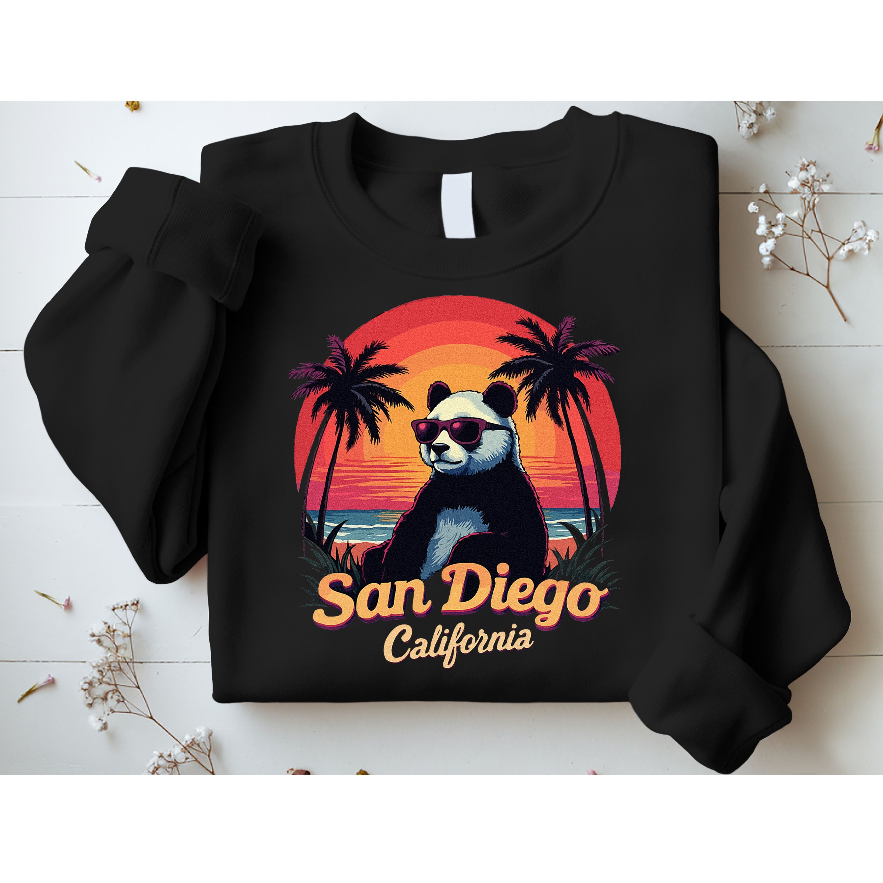 Retro Panda In Sunglasses San Diego California Zoo Vintage Sweatshirt