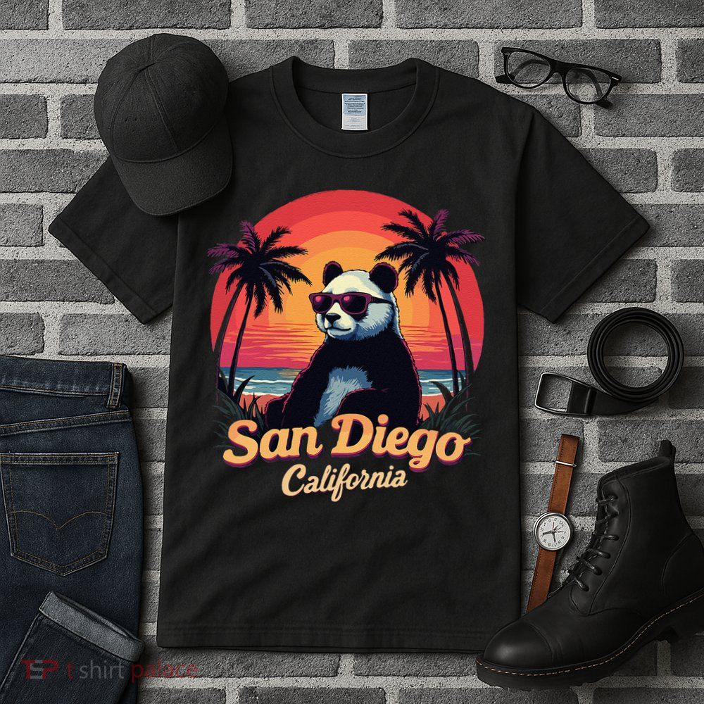 Retro Panda In Sunglasses San Diego California Zoo Vintage Tall T-Shirt