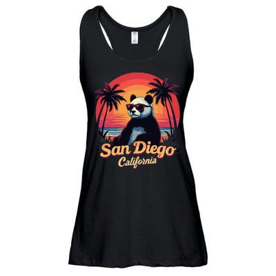 Retro Panda In Sunglasses San Diego California Zoo Vintage Ladies Essential Flowy Tank