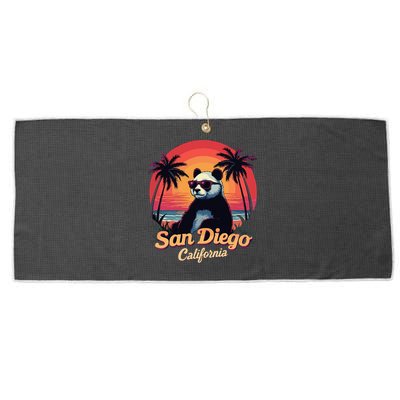 Retro Panda In Sunglasses San Diego California Zoo Vintage Large Microfiber Waffle Golf Towel