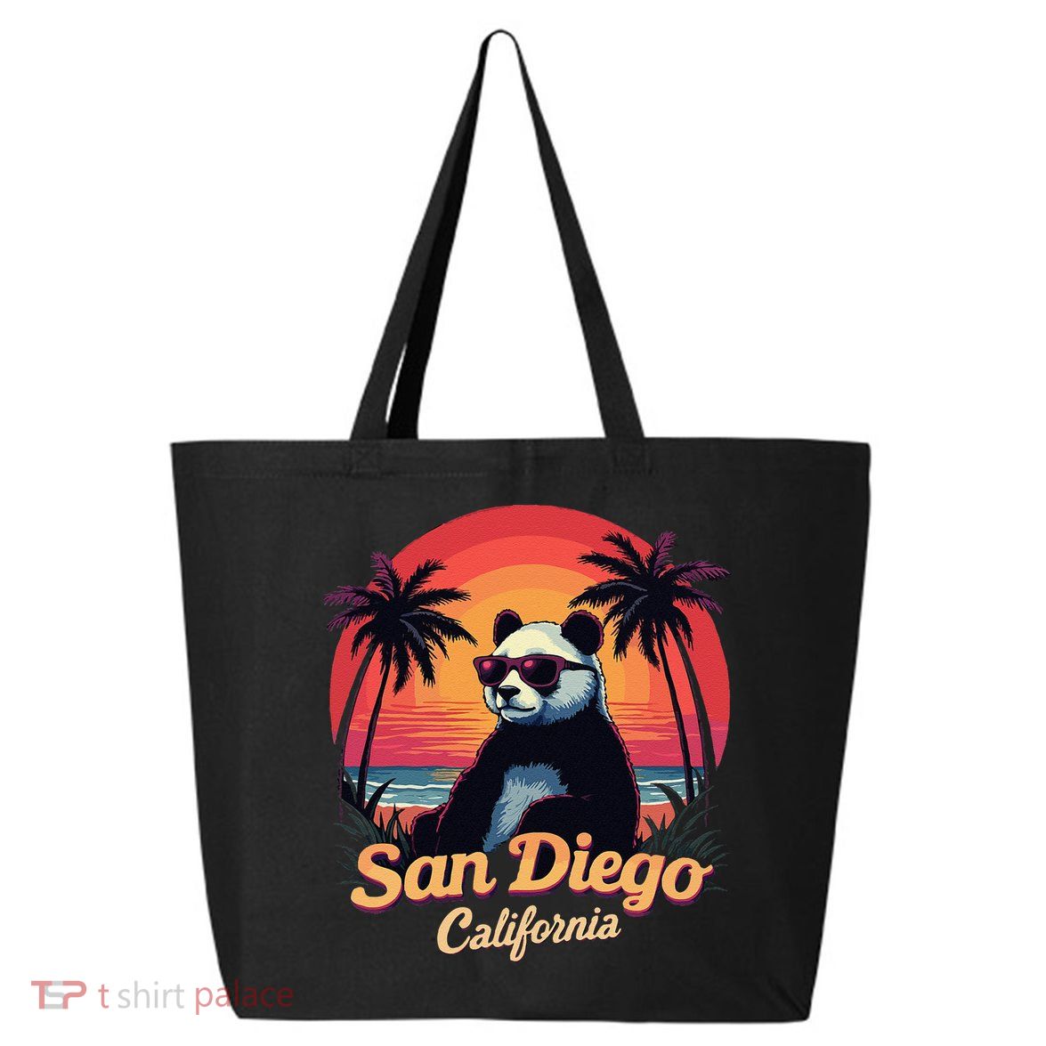 Retro Panda In Sunglasses San Diego California Zoo Vintage 25L Jumbo Tote