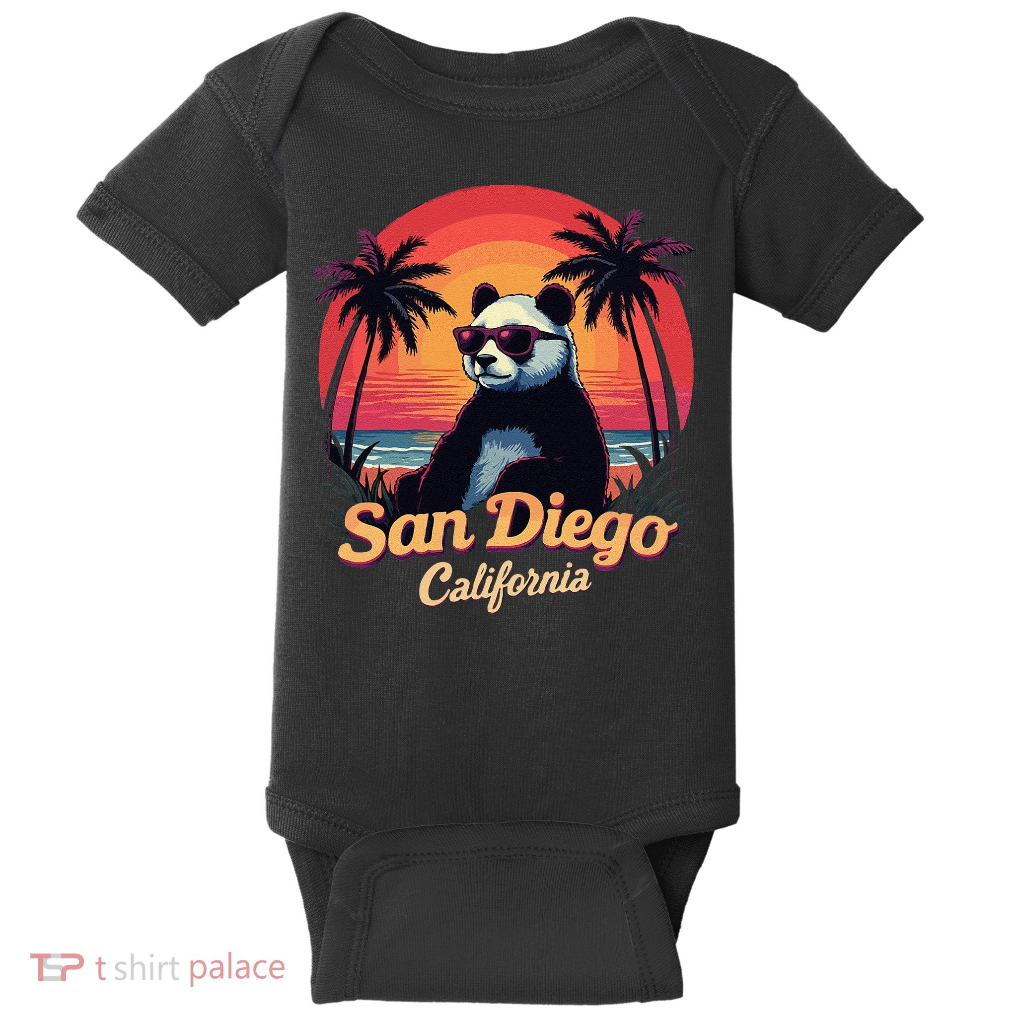 Retro Panda In Sunglasses San Diego California Zoo Vintage Baby Bodysuit
