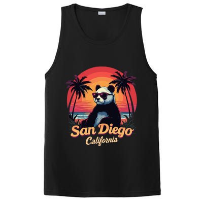 Retro Panda In Sunglasses San Diego California Zoo Vintage PosiCharge Competitor Tank