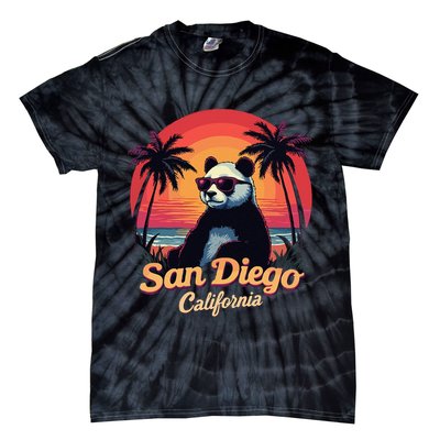 Retro Panda In Sunglasses San Diego California Zoo Vintage Tie-Dye T-Shirt