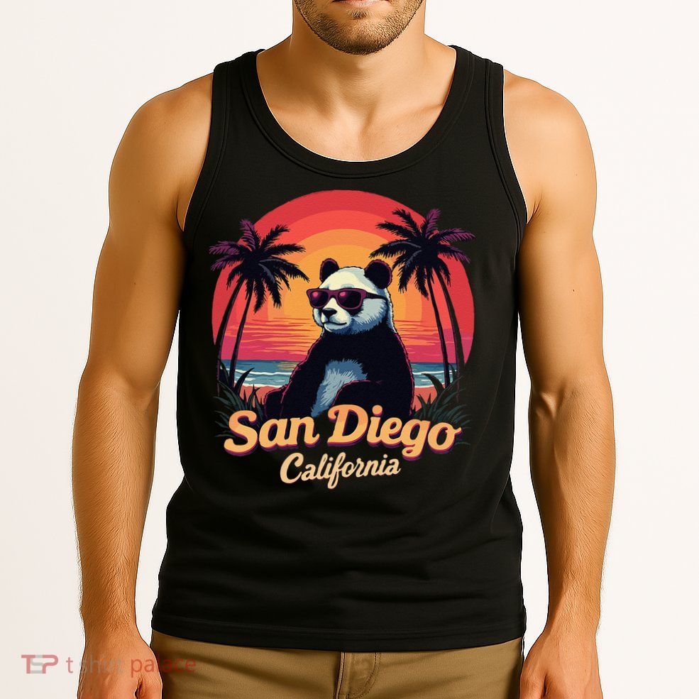 Retro Panda In Sunglasses San Diego California Zoo Vintage Tank Top