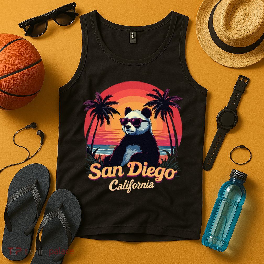 Retro Panda In Sunglasses San Diego California Zoo Vintage Tank Top