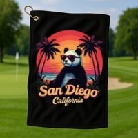 Retro Panda In Sunglasses San Diego California Zoo Vintage Golf Towel