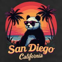 Retro Panda In Sunglasses San Diego California Zoo Vintage Golf Towel