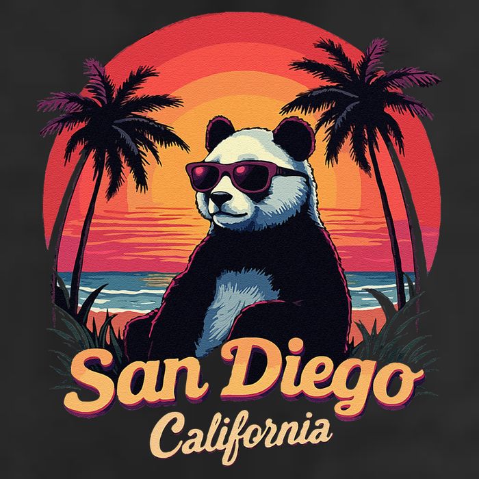 Retro Panda In Sunglasses San Diego California Zoo Vintage Golf Towel
