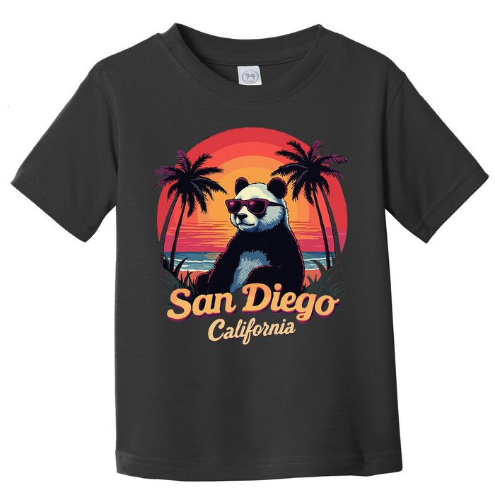 Retro Panda In Sunglasses San Diego California Zoo Vintage Toddler T-Shirt