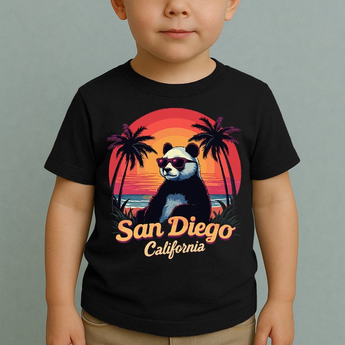 Retro Panda In Sunglasses San Diego California Zoo Vintage Toddler T-Shirt
