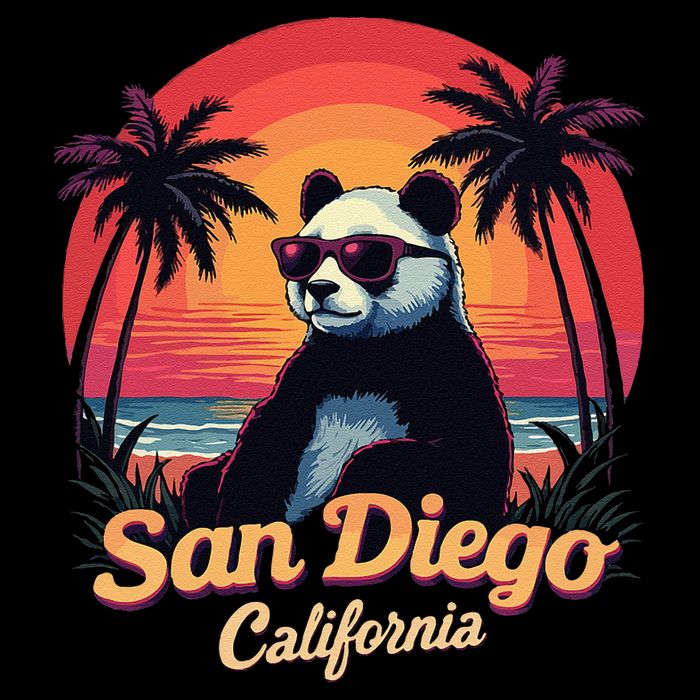 Retro Panda In Sunglasses San Diego California Zoo Vintage Toddler T-Shirt