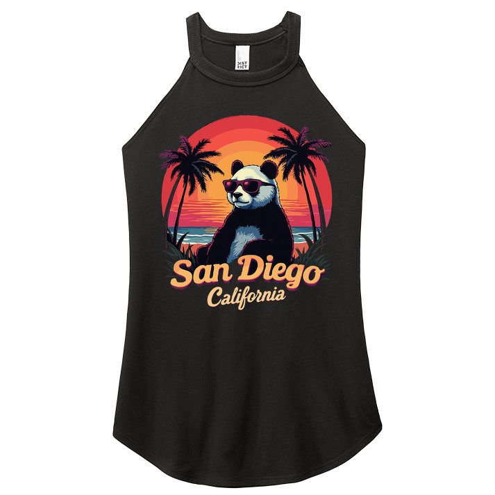 Retro Panda In Sunglasses San Diego California Zoo Vintage Women's Perfect Tri Rocker Tank