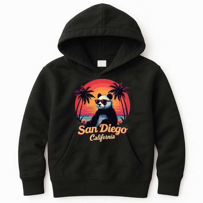 Retro Panda In Sunglasses San Diego California Zoo Vintage Kids Hoodie