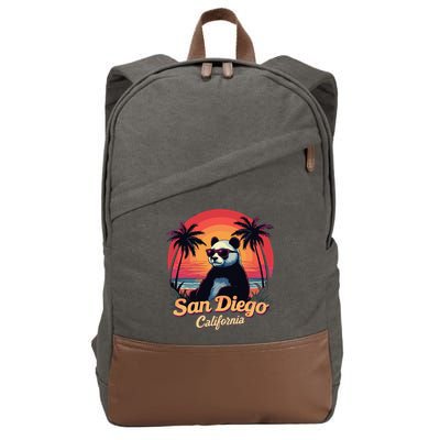 Retro Panda In Sunglasses San Diego California Zoo Vintage Cotton Canvas Backpack