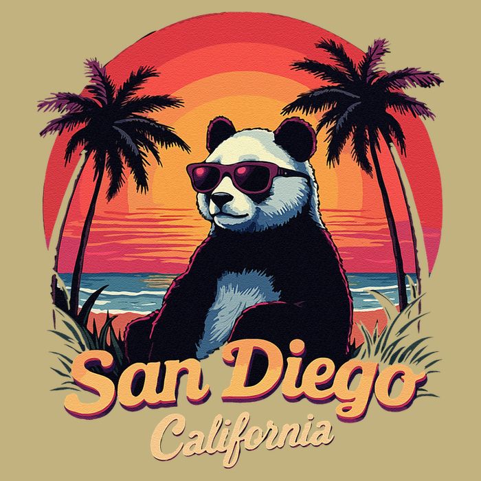 Retro Panda In Sunglasses San Diego California Zoo Vintage Long Sleeve Shirt