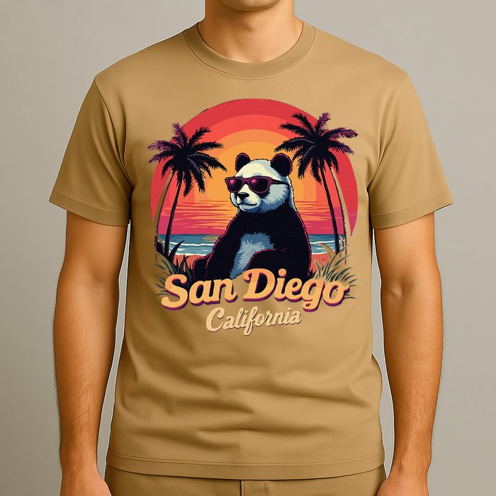 Retro Panda In Sunglasses San Diego California Zoo Vintage T-Shirt