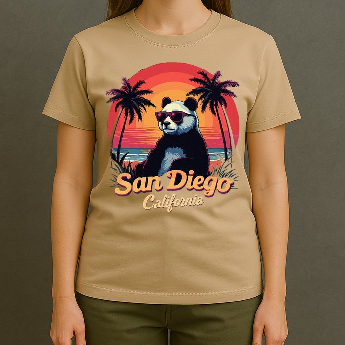 Retro Panda In Sunglasses San Diego California Zoo Vintage T-Shirt