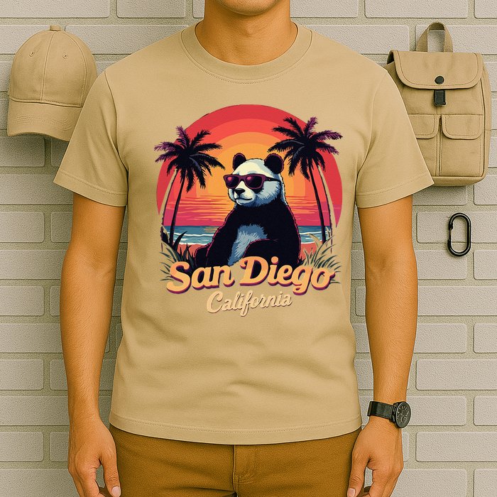 Retro Panda In Sunglasses San Diego California Zoo Vintage T-Shirt