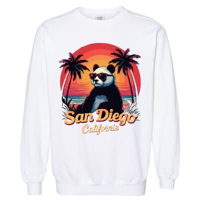 Retro Panda In Sunglasses San Diego California Zoo Vintage Garment-Dyed Sweatshirt