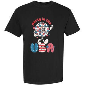 Retro Party In The USA 4th Of July Patriotic Disco Ball Garment-Dyed Heavyweight T-Shirt