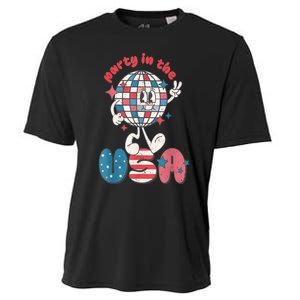 Retro Party In The USA 4th Of July Patriotic Disco Ball Cooling Performance Crew T-Shirt