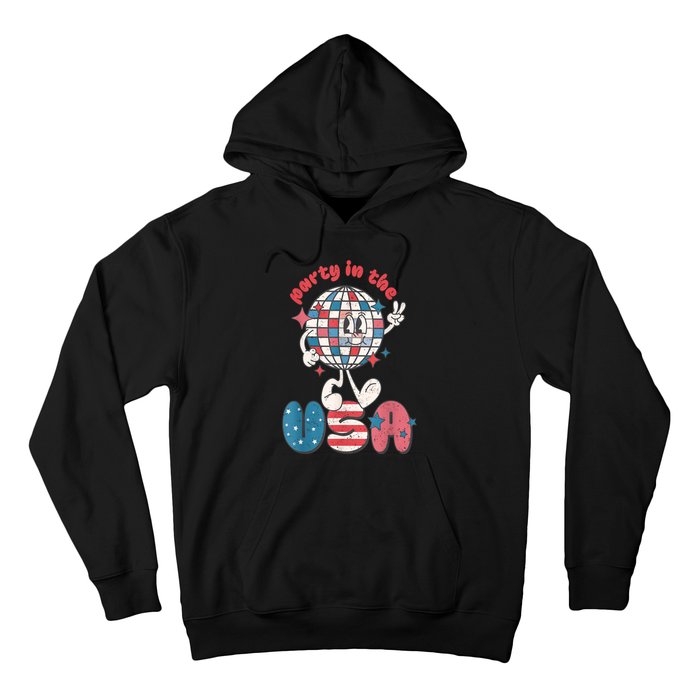 Retro Party In The USA 4th Of July Patriotic Disco Ball Hoodie