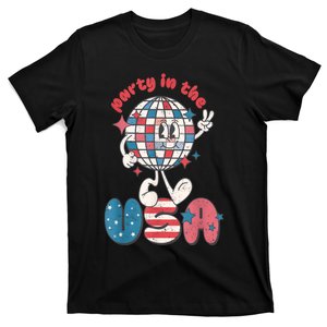 Retro Party In The USA 4th Of July Patriotic Disco Ball T-Shirt