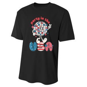 Retro Party In The USA 4th Of July Patriotic Disco Ball Performance Sprint T-Shirt