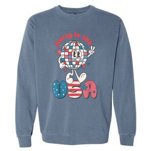 Retro Party In The USA 4th Of July Patriotic Disco Ball Garment-Dyed Sweatshirt