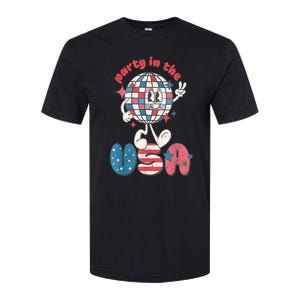 Retro Party In The USA 4th Of July Patriotic Disco Ball Softstyle CVC T-Shirt