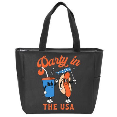 Retro Party In The USA 4th Of July America Patriotic Womens Zip Tote Bag