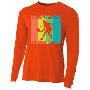 Retro Papa Is My Name Pickleball Is My Game FatherS Day Great Gift Cooling Performance Long Sleeve Crew