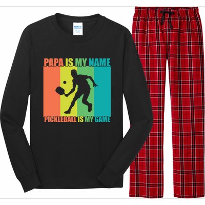 Retro Papa Is My Name Pickleball Is My Game FatherS Day Great Gift Long Sleeve Pajama Set