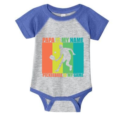 Retro Papa Is My Name Pickleball Is My Game FatherS Day Great Gift Infant Baby Jersey Bodysuit