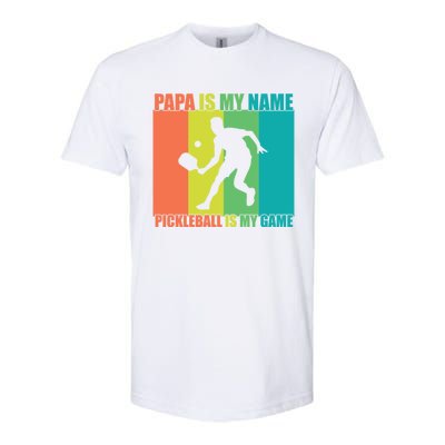 Retro Papa Is My Name Pickleball Is My Game FatherS Day Great Gift Softstyle CVC T-Shirt