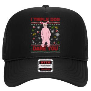 Ralphie Parker I Triple Dog Dare You Movie Quotes Christmas High Crown Mesh Back Trucker Hat