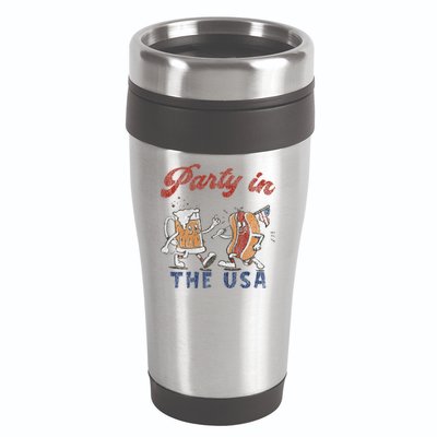 Retro Party In The Usa Beer Hot Dog Lover Funny 4th Of July 16oz Travel Tumbler