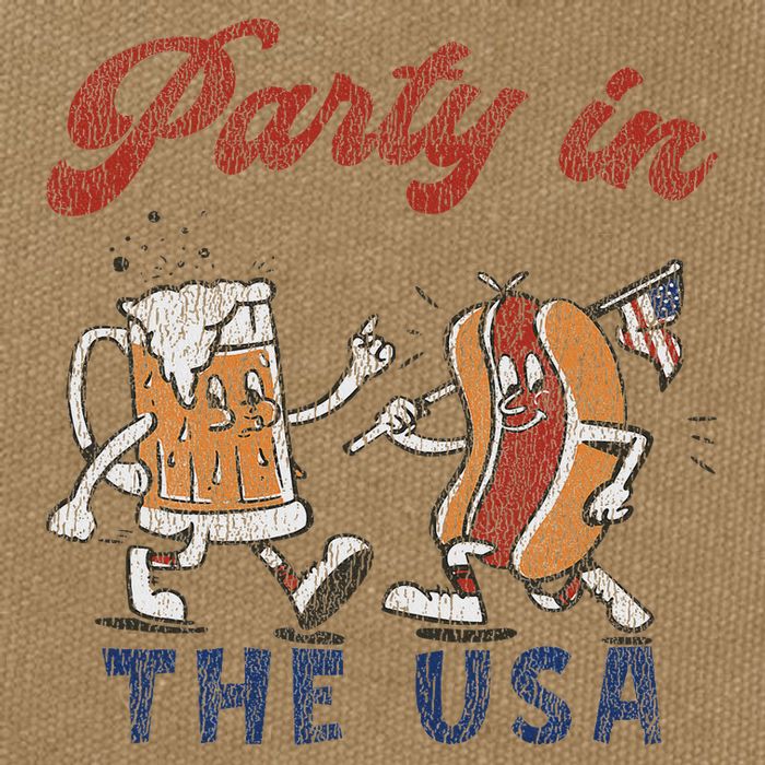 Retro Party In The Usa Beer Hot Dog Lover Funny 4th Of July Cotton Canvas Backpack