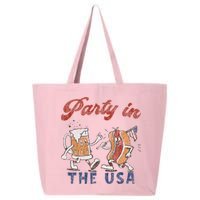 Retro Party In The Usa Beer Hot Dog Lover Funny 4th Of July 25L Jumbo Tote