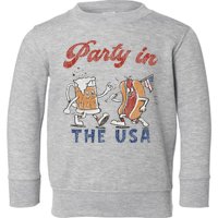 Retro Party In The Usa Beer Hot Dog Lover Funny 4th Of July Toddler Sweatshirt