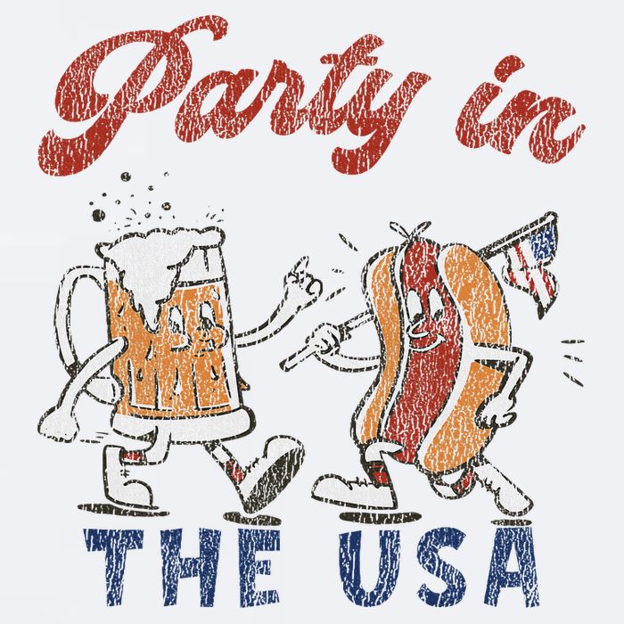 Retro Party In The Usa Beer Hot Dog Lover Funny 4th Of July Sueded Cloud Jersey T-Shirt