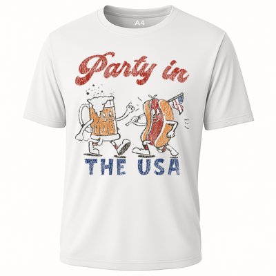 Retro Party In The Usa Beer Hot Dog Lover Funny 4th Of July Performance Shirt
