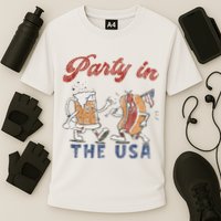 Retro Party In The Usa Beer Hot Dog Lover Funny 4th Of July Performance Shirt