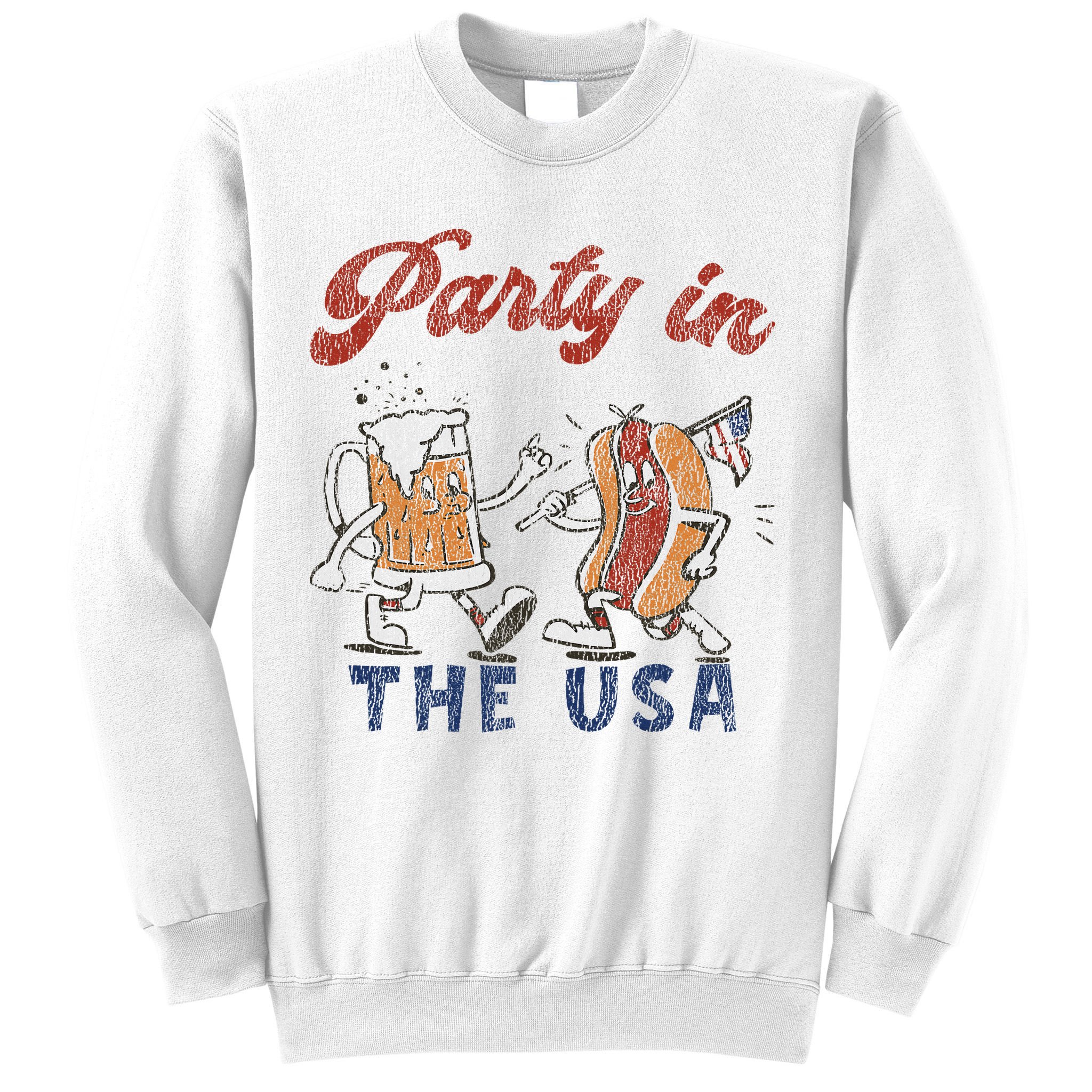 Retro Party In The Usa Beer Hot Dog Lover Funny 4th Of July Sweatshirt