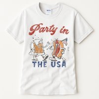 Retro Party In The Usa Beer Hot Dog Lover Funny 4th Of July Tall T-Shirt